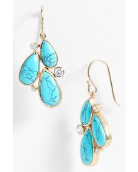 Melinda Maria Regan Cluster Drop Earrings Gold Turquoise