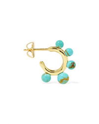 Ippolita Nova Y 18 Karat Gold Turquoise Hoop Earrings