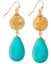 Panacea Turquoise Quartz Double Drop Earrings Naturalgolden