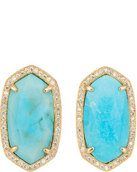 Kendra Scott Pave Trim Stud Earrings Turquoise