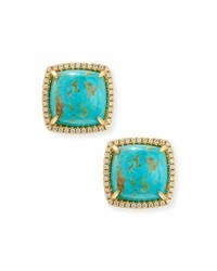 Rina Limor Fine Jewelry Rina Limor Signature Turquoise Diamond Button Earrings