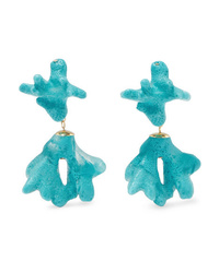 Dinosaur Designs Small Coral Resin And Gold Tone Earrings