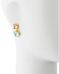 Kenneth Jay Lane Square Station Drop Earrings Peachturquoisegolden