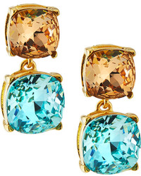 Kenneth Jay Lane Square Station Drop Earrings Peachturquoisegolden