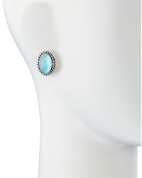 Lagos Venus Fluted Crystal Turquoise Doublet Button Earrings