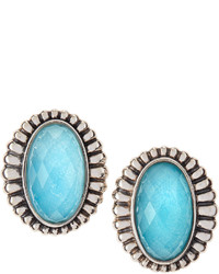 Lagos Venus Fluted Crystal Turquoise Doublet Button Earrings