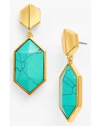 Vince Camuto Clearview Hexagon Drop Earrings Turquoise Gold
