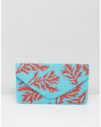 Clutch Me By Q Hand Beaded Blue Clutch