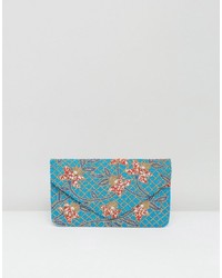 Clutch Me By Q Hand Beaded Rose Print Clutch