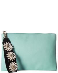 Jessica McClintock Gigi Flower Applique Pouch Clutch Clutch Handbags