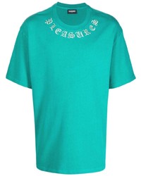 Pleasures Logo Embroidered Cotton T Shirt