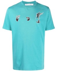 Off-White X Mlb Florida Marlins Logo Print T Shirt