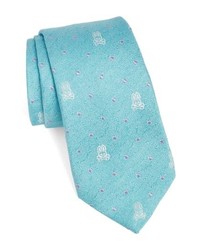 Aquamarine Embroidered Silk Tie
