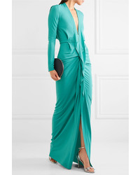 Roland Mouret Compeyson Open Back Stretch Crepe Gown Turquoise