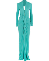 Roland Mouret Compeyson Open Back Stretch Crepe Gown Turquoise