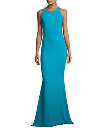 Marchesa Notte Sleeveless Stretch Crepe Beaded Back Gown