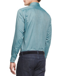 Ermenegildo Zegna Baby Flannel Long Sleeve Sport Shirt Green