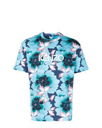 Aquamarine Floral Crew-neck T-shirt