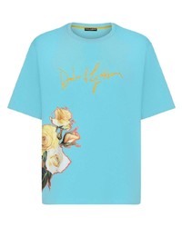 Dolce & Gabbana Embroidered Logo Floral T Shirt