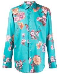 Aquamarine Floral Dress Shirt