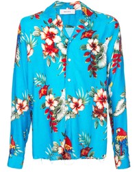 Aquamarine Floral Long Sleeve Shirt