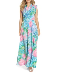 Aquamarine Floral Maxi Dress