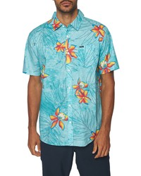 O'Neill Ulu Floral Short Sleeve Button Up Shirt In Turquoise At Nordstrom