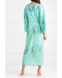 BERNADETTE Floral Print Silk De Chine Midi Dress