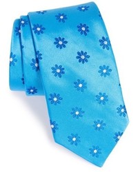 Aquamarine Floral Silk Tie