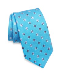 David Donahue Floral Silk Tie In Medium Blue At Nordstrom