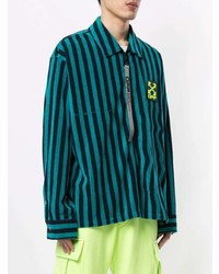 Off-White Striped Zip Up Shirt