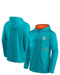 FANATICS Branded Aqua Miami Dolphins Defender Full Zip Hoodie Jacket At Nordstrom