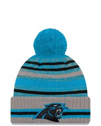 New Era Gray Carolina Panthers 2021 Nfl Sideline Sport Pom Cuffed Knit Hat At Nordstrom