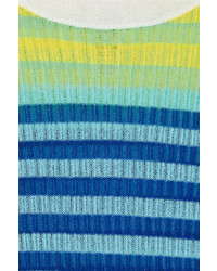 Diane von Furstenberg Striped Ribbed Knit Top Blue