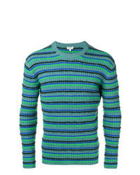 Aquamarine Horizontal Striped Crew-neck Sweater