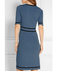 Marc Jacobs Striped Ribbed Cotton Dress Azure