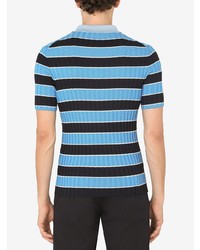 Dolce & Gabbana Stripe Pattern Short Sleeve Polo Shirt
