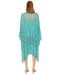 Missoni Striped Lace Knit Poncho With Fringe