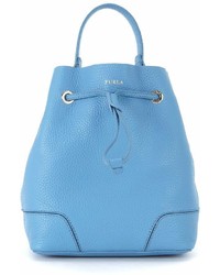 Furla Stacy S Tumbled Light Blue Leather Bucket Bag