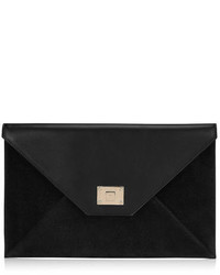 Jimmy Choo Rosetta Black Smooth Leather And Suede Clutch Bag
