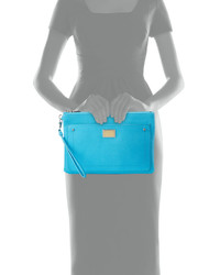 Love Moschino Saffiano Faux Leather Clutch Bag Light Blue