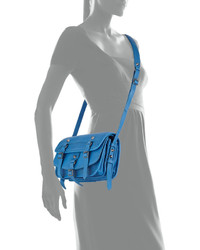 Ash Ace Flap Top Leather Crossbody Bag Azure Blue