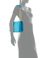 Love Moschino Faux Leather Fold Over Shoulder Bag Light Blue
