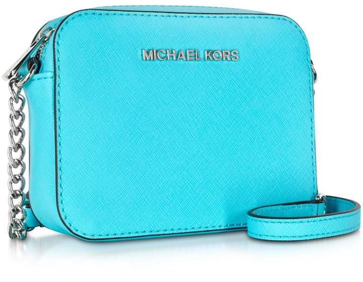 Michael Kors Michl Kors Aquamarine Jet Set Travel Small Saffiano Leather  Crossbody Bag, $128, Forzieri