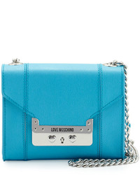 Love Moschino Saffiano Faux Leather Crossbody Bag Light Blue