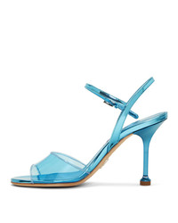 Prada Blue Pvc Heeled Sandals