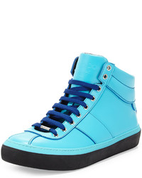 Aquamarine Leather High Top Sneakers