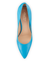 Charles by Charles David Pact Leather Pointed Toe Pump Azure