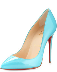 Christian Louboutin Pigalle Follies Patent 100mm Red Sole Pump Turquoise