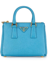Prada Saffiano Mini Galleria Crossbody Bag Blue